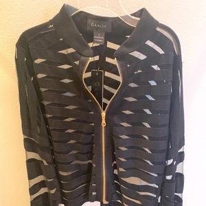 Gracia black top with sheer stripes